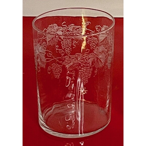 Vintage Grape Etch Tumbler (s) LOT OF 3 Vine Leaf Optic Crystal - Picture 8 of 9